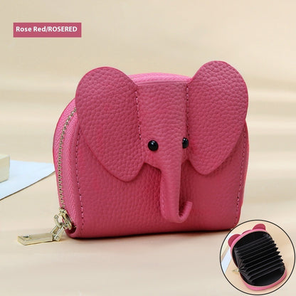 leather organ card holder bags creative elephant zipper wallet fashion bag