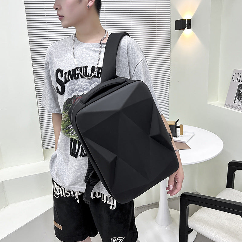 mens fashion personality laptop hard shell backpack