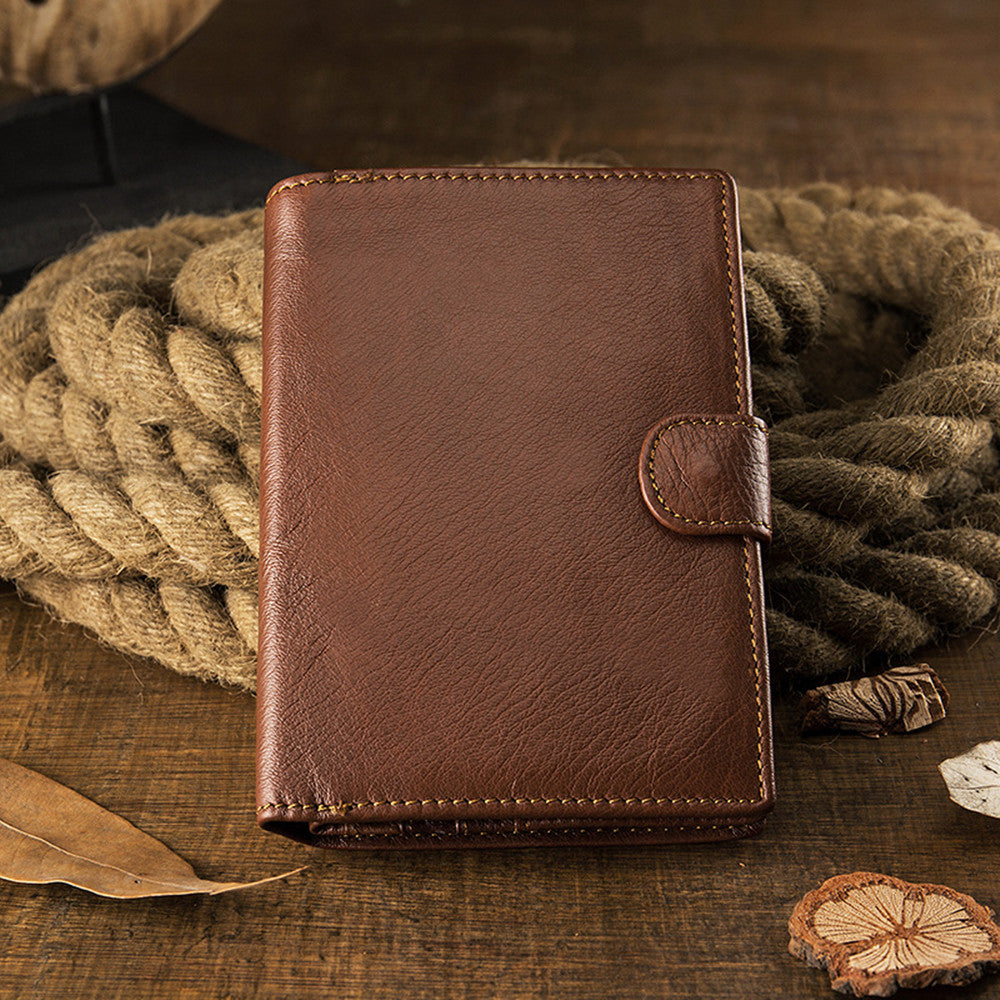 mens handmade literary vertical leather wallet