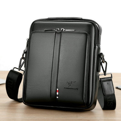 mens business casual crossbody vertical and portable design large capacity shoulder leather backpack