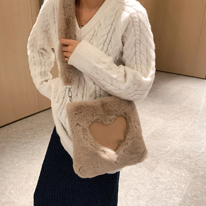 love handbags winter plush shoulder bags for women