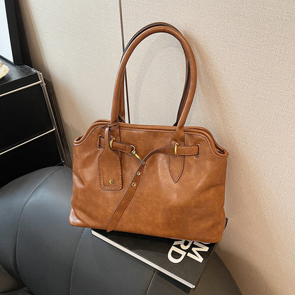 Large Capacity Portable Boston Bag Retro Bucket Bag