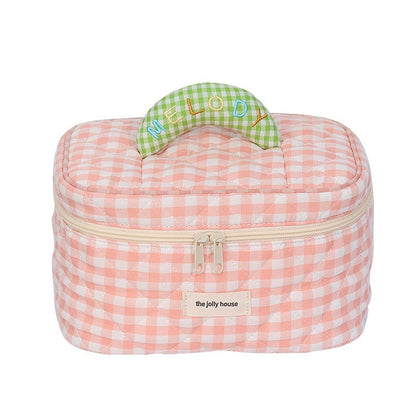 plaid cosmetic bag large capacity good looking ins cute portable storage bag