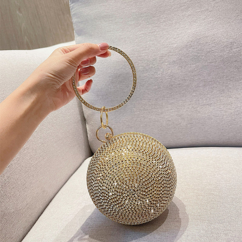 womens fashion round ball rhinestone dinner bag