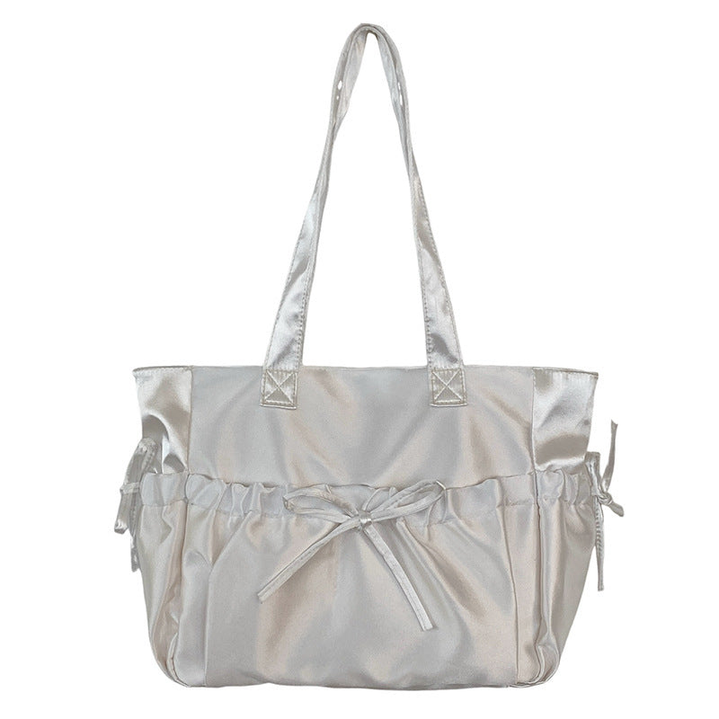 Women's Pleated Bow Pearl Shoulder Bag
