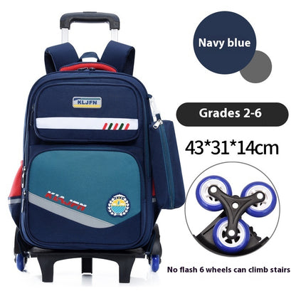 portable burden alleviation bull wheel trolley schoolbag