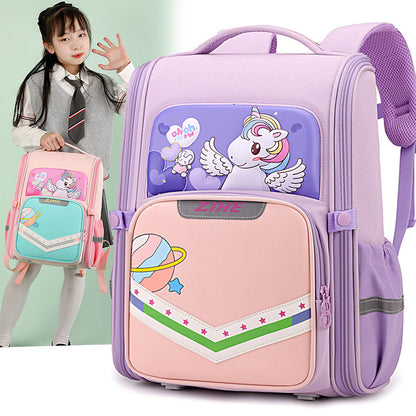 cartoon backpack for reducing burden and protecting the spine