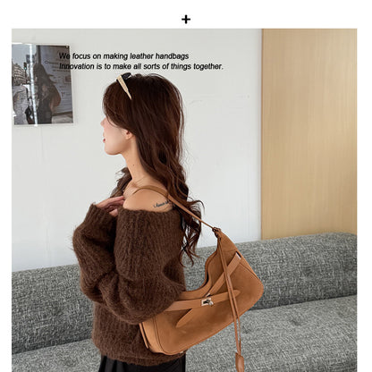Large-Capacity Tote Bag In Matte Cowhide, Shoulder Or Crossbody Style
