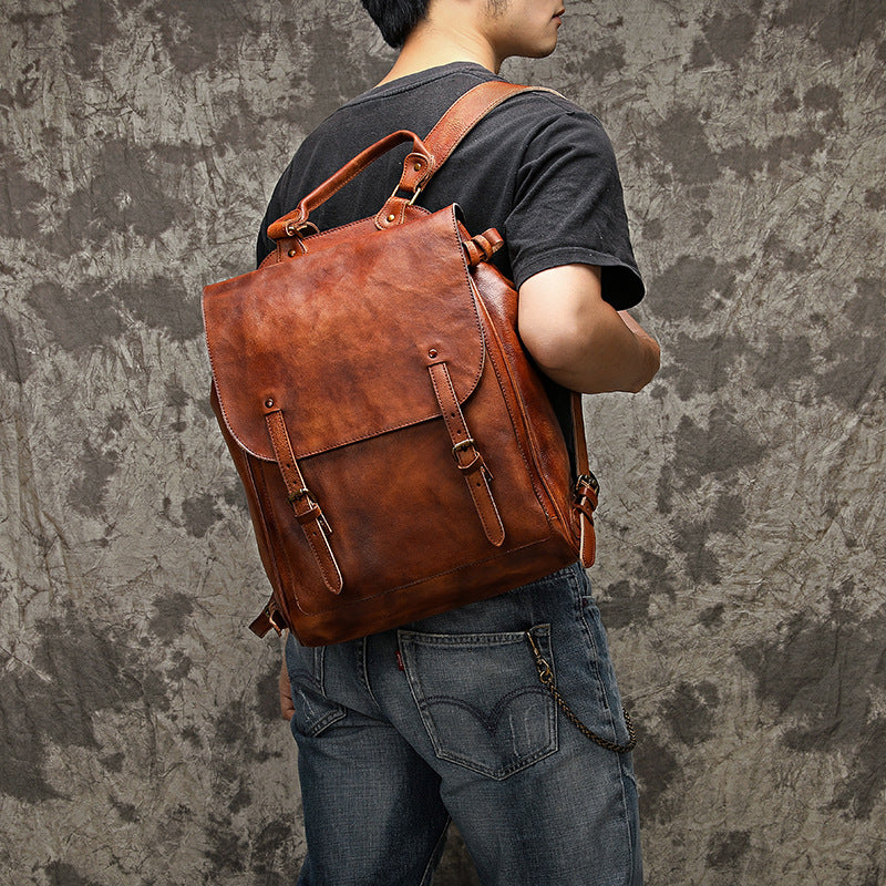 fashion leather casual business mens backpack