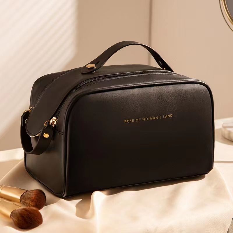 fashion double zipper pillow cosmetic bag