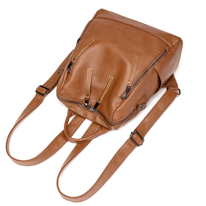 womens minimalist leather versatile casual backpack