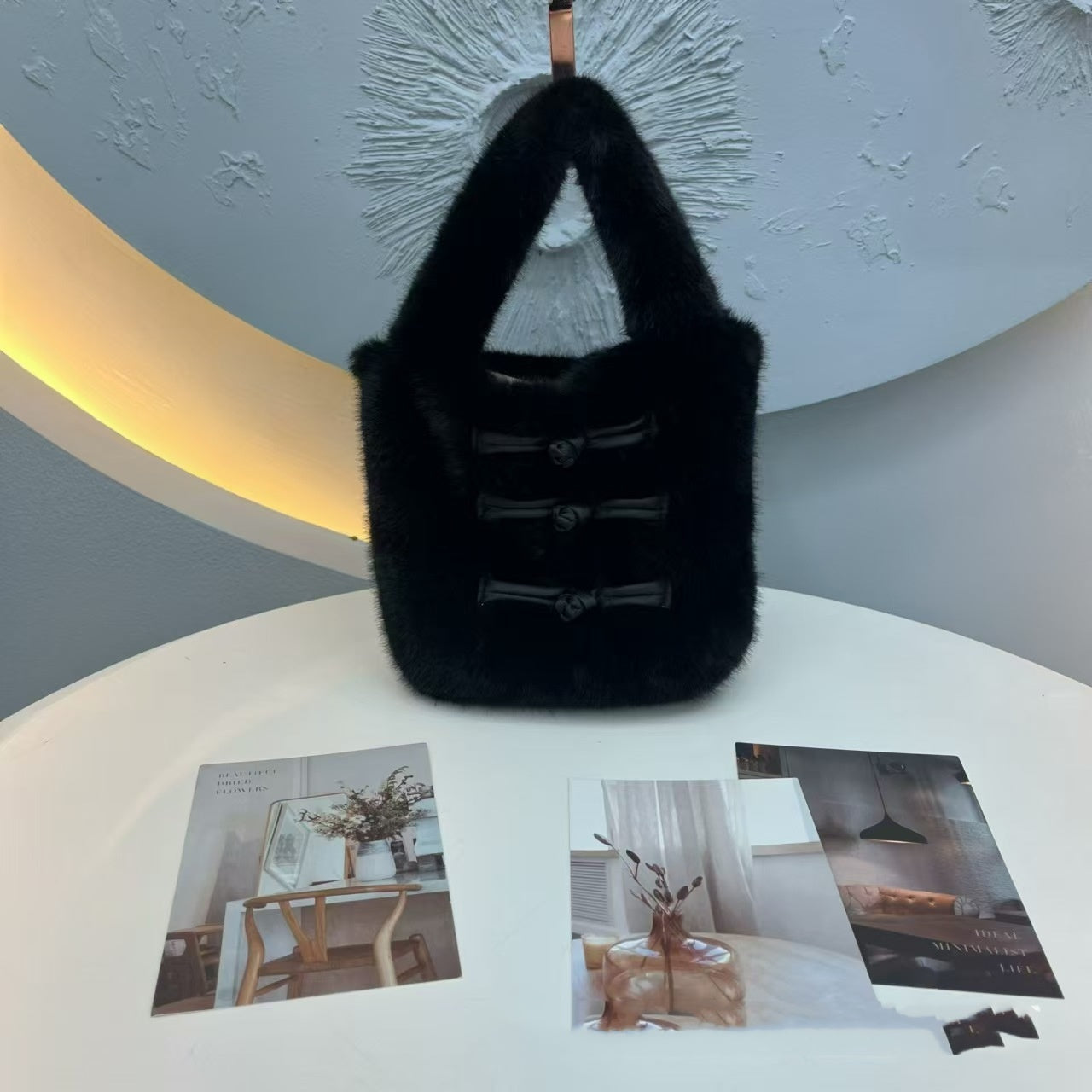 plush hand carrying bag fashion fluffy fluff bag