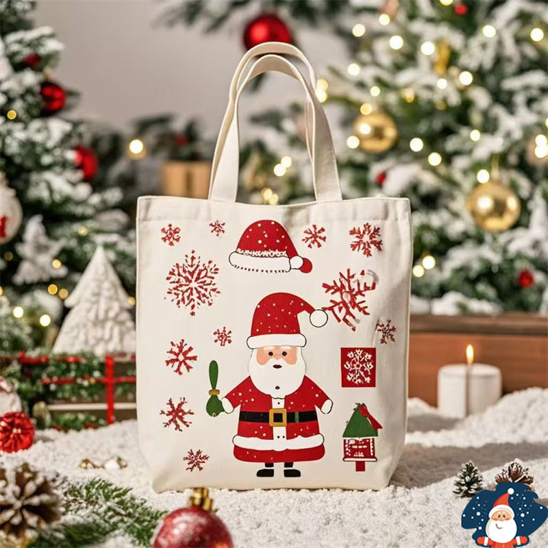 santa claus gift christmas eve portable canvas bag