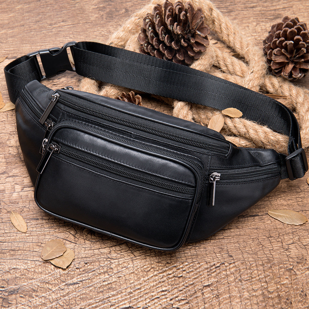 mens sheepskin mobile phone waist bag sports leisure