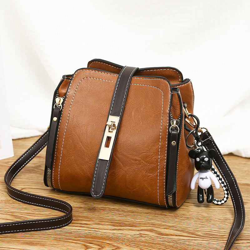 barrel tote womens fashion pu leather shoulder messenger bag