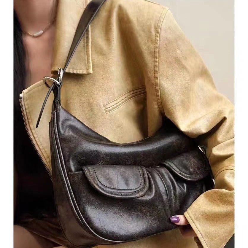 one shoulder maillard distressed underarm bag women