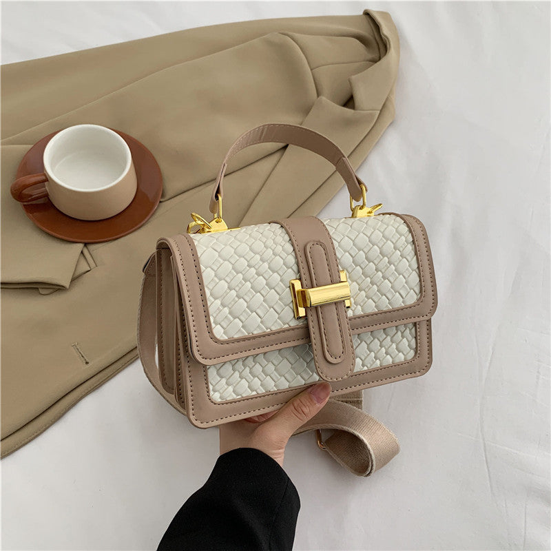 woven solid color crossbody small square bag