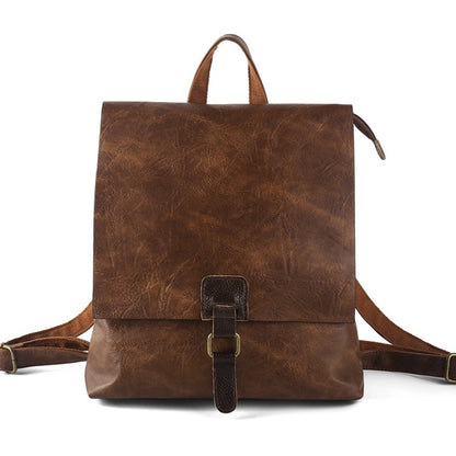 retro large capacity multifunctional leather backpackage