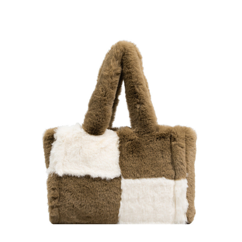 simple large capacity new lamb wool bag for women