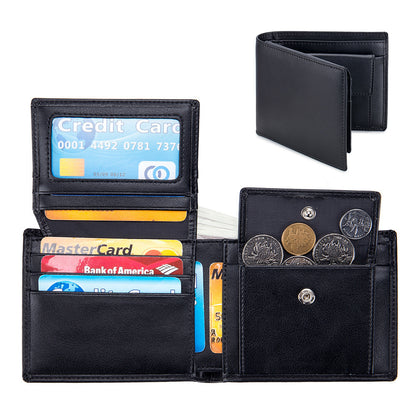 mens short wallet genuine leather trifold wallet