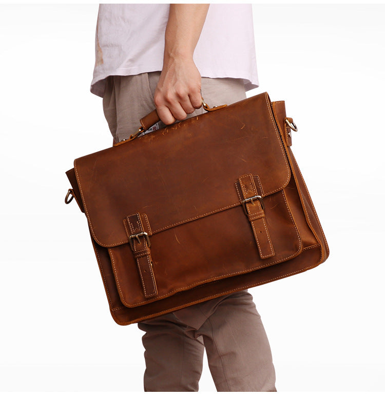 genuine leather mens business briefcase