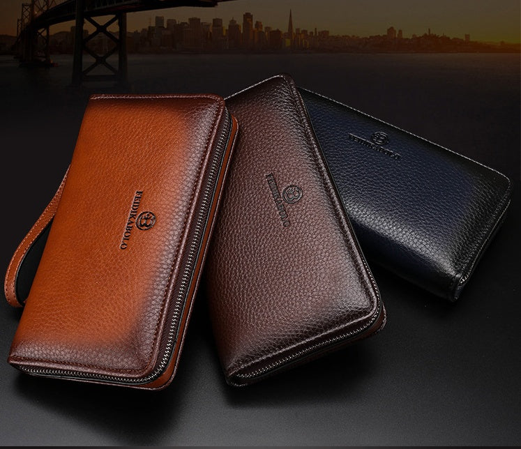 large capacity mens business casual long wallet