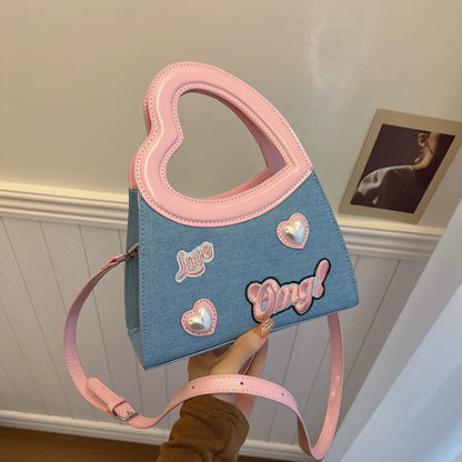 Special-interest Design Love Handbag Contrast Color Fashion