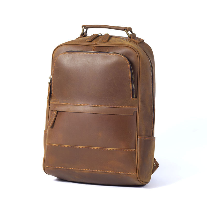 new retro crazy horse leather mens leather backpack