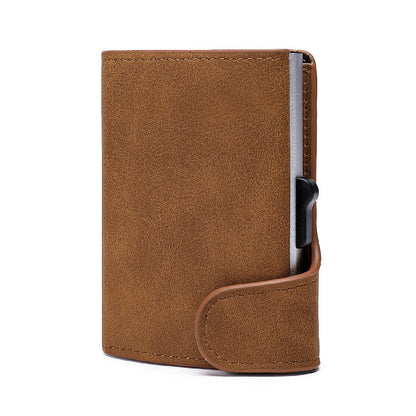 snap button side push creative card holder anti magnetic anti identity theft coin purse bankcards box