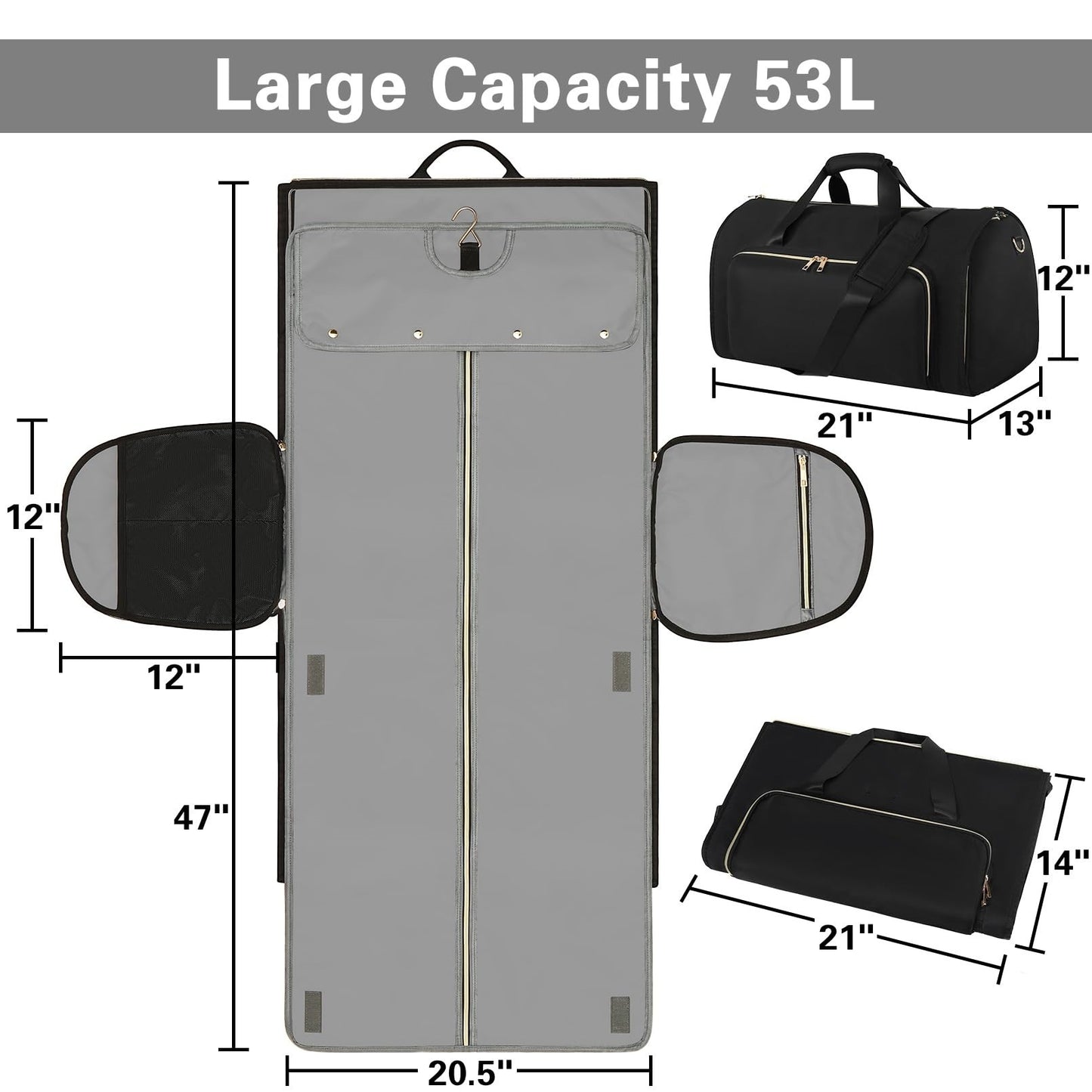 wear resistant folding storage garment suit bag crossbody