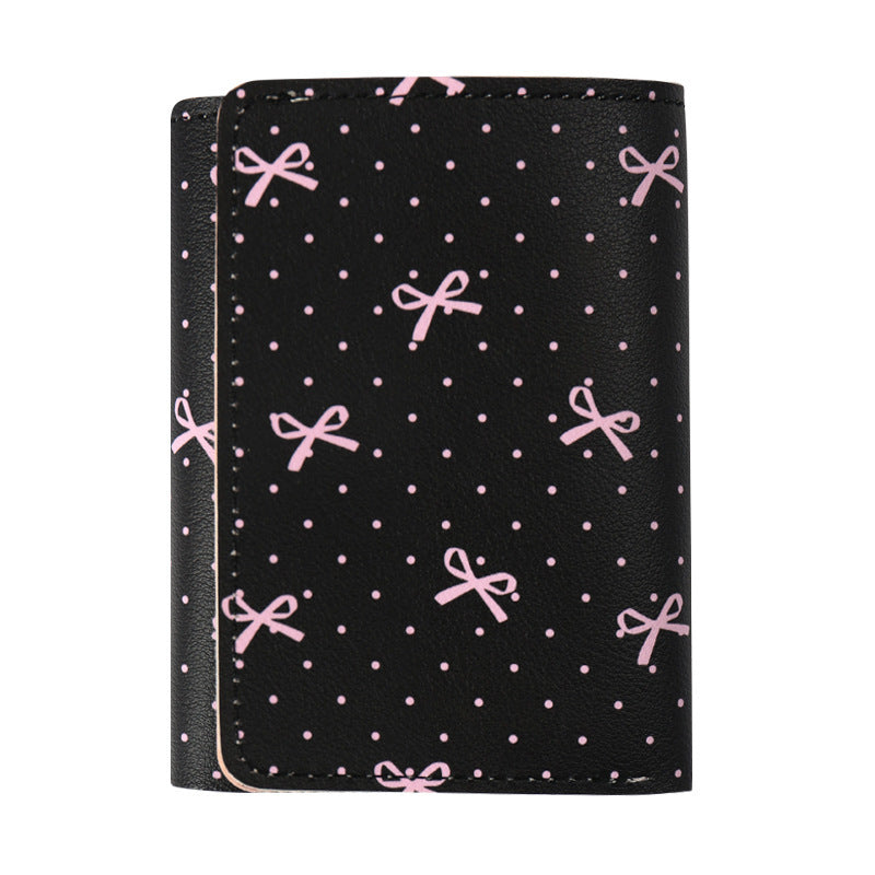 butterfly patterned short style three fold wallet multifunction