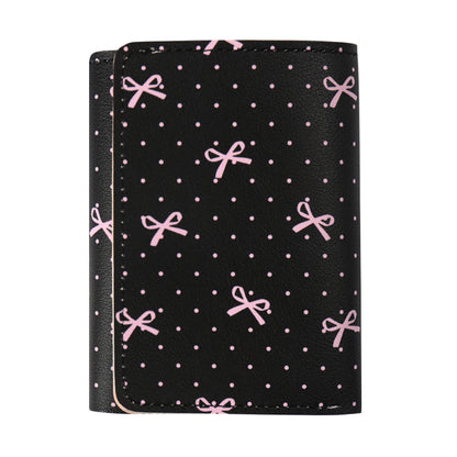 butterfly patterned short style three fold wallet multifunction