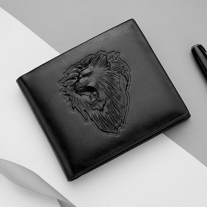 mens zipper wallet lion embossed pattern animal