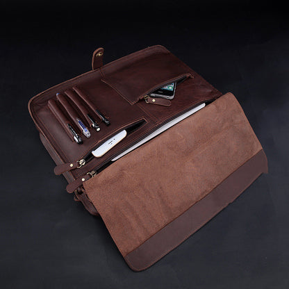 fashion genuine leather mens briefcase