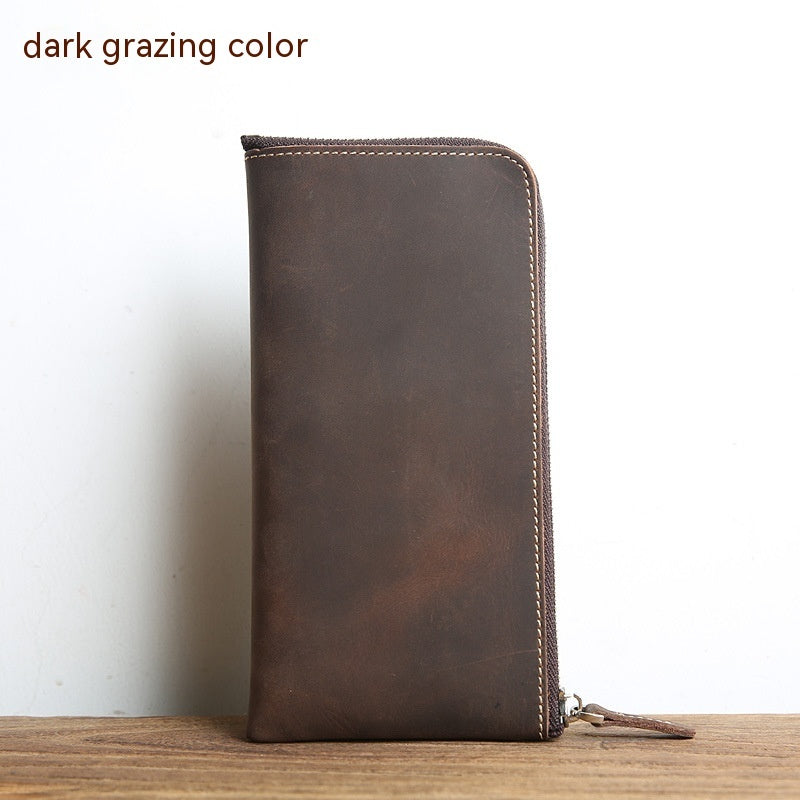 mens short genuine leather wallet crazy horse skin mini change wrap coat cowhide ultra thin pure handmade