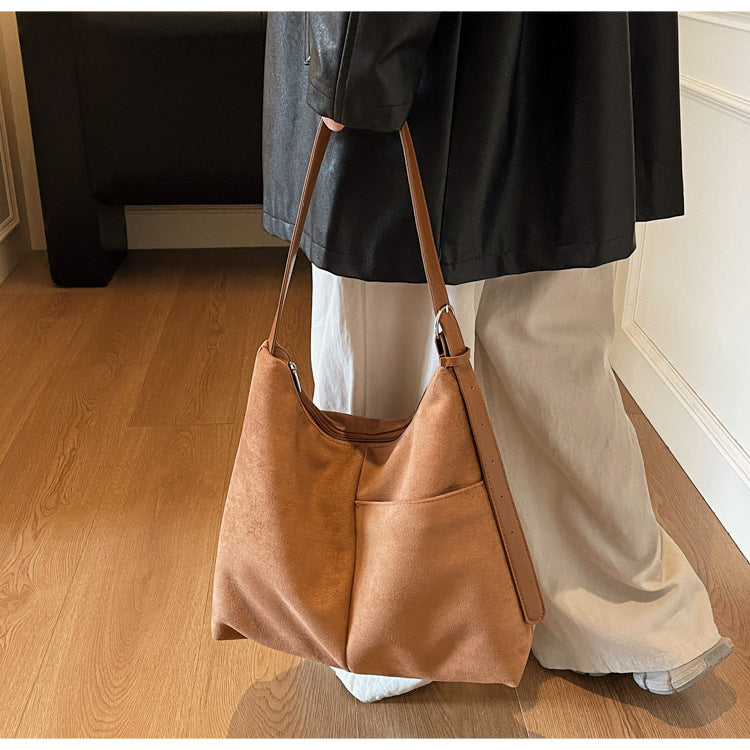 Suede-look High-capacity Versatile Crossbody Bag