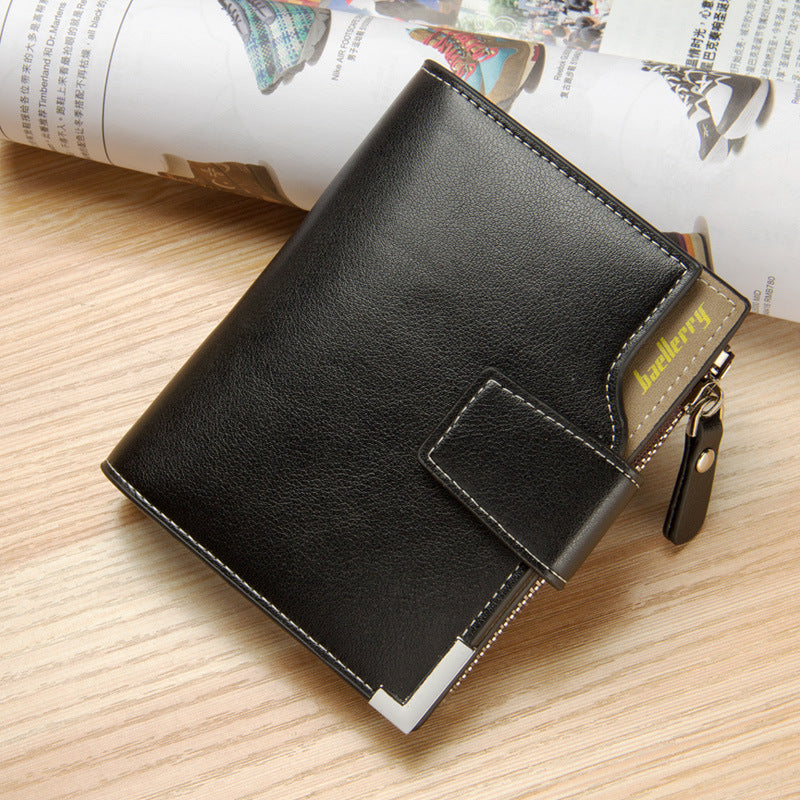 mens wallet multi function wallet with zipper buckle tri fold coin purse