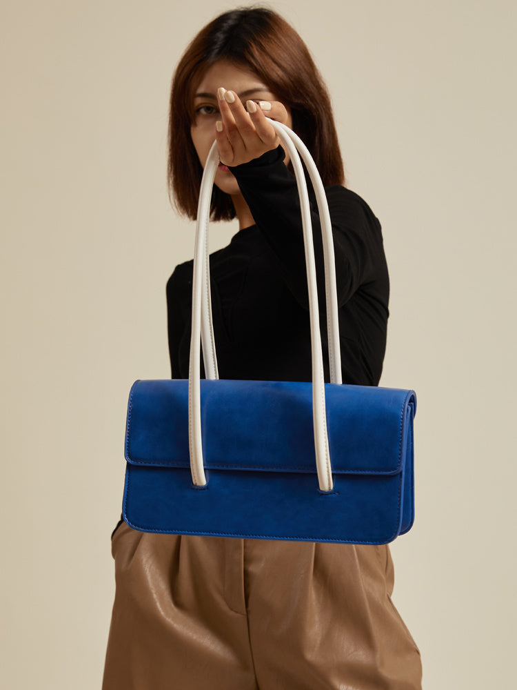 high sense of klein blue contrast color handbag women