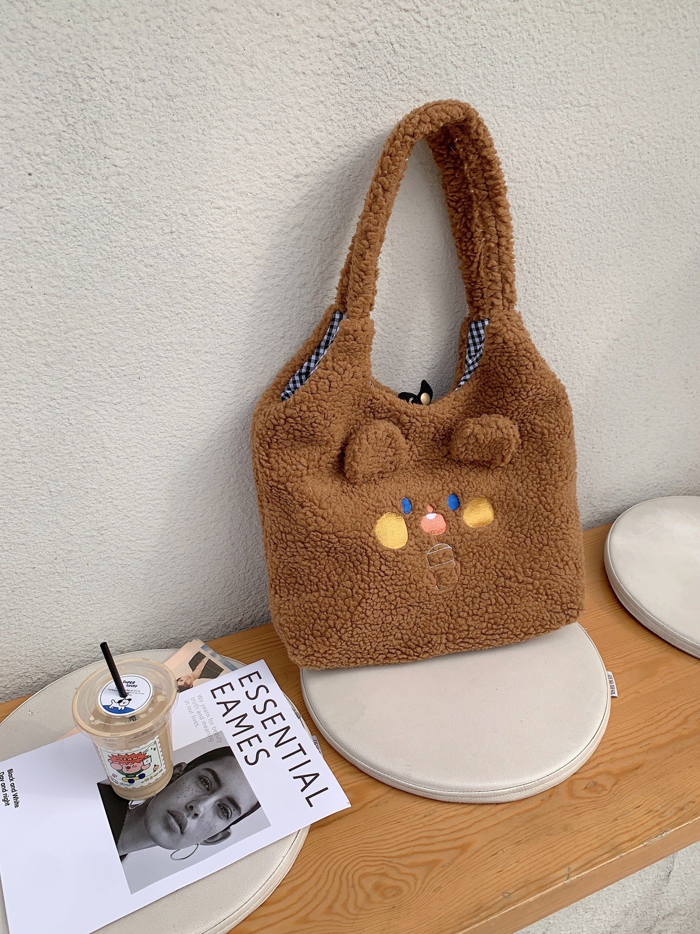 cute plush large capacity tote