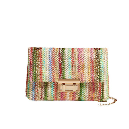 fashion crossbody bag straw lock closure simple small square bag