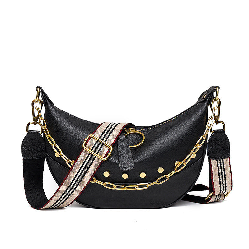 womens fashion chain top layer leather shoulder bag