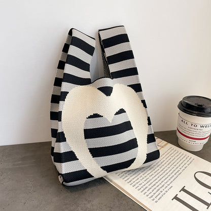 Cute Cartoon Wool Kitty Knitted Bag Women's Off-street Handbag