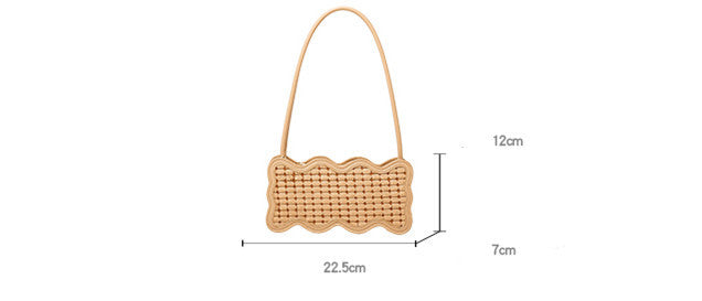 small womens woven one shoulder wave pattern handbag