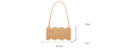 small womens woven one shoulder wave pattern handbag