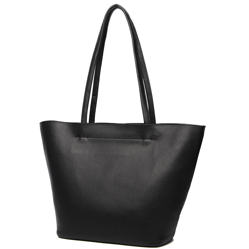 take a simple large capacity first layer cowhide one shoulder tote bag