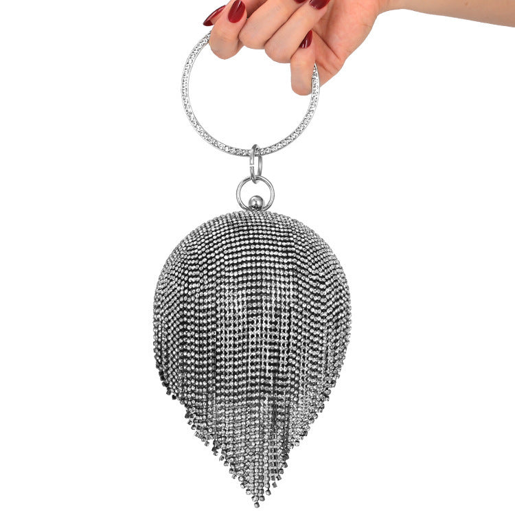 womens fashion diamond encrusted spherical dinner bag