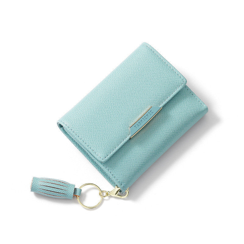 simple womens short wallet tassel small folding