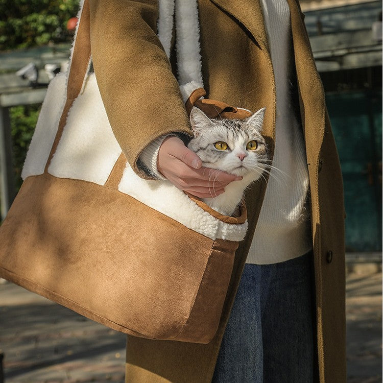 one shoulder fashion color contrast pet bag