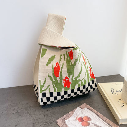Cute Cartoon Wool Kitty Knitted Bag Women's Off-street Handbag