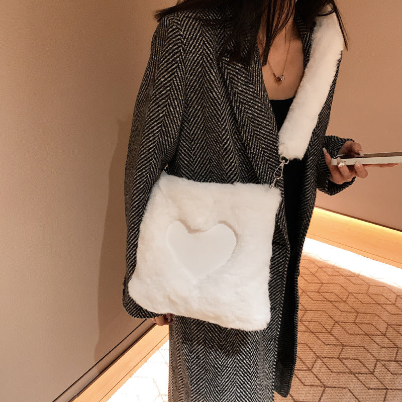 love handbags winter plush shoulder bags for women